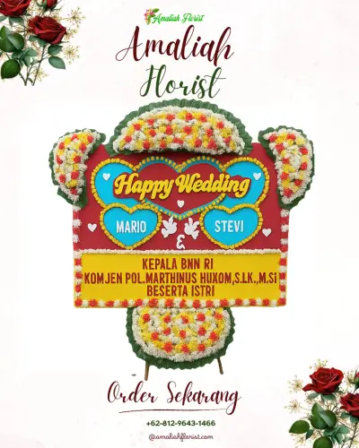 Karangan Papan Bunga Pernikahan di Tegal S Mandala Iii